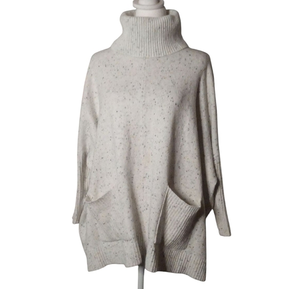 Ann Taylor Loft Oversized Boxy Fit Speckle Knit Cotton Blend Sweater Size Medium - Picture 1 of 8